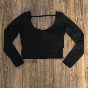 Gilly Hicks Black Long Sleeve Crop Top
